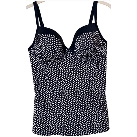 BODEN Dark Blue Polka Dot Sz 38B Adjustable Strap Underwire Tankini Top LIKE NEW - Picture 4 of 5